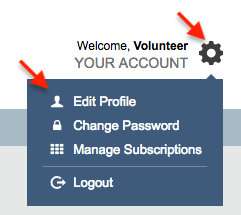 User account menu